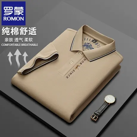 罗蒙夏季薄款纯棉刺绣POLO衫男士短袖t恤休闲商务中年半袖体恤N2Z商品大图