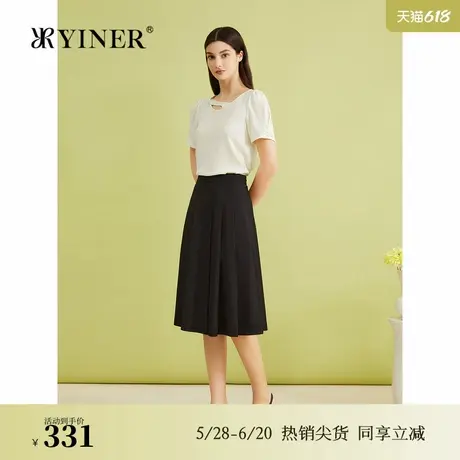 YINER音儿专选夏季新款解构镂空领衬衫松弛感仿麻肌理上衣图片