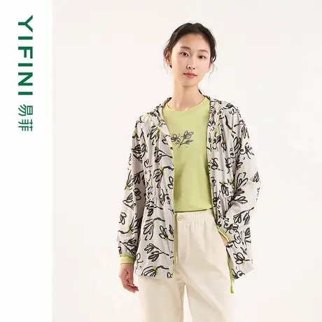 [专柜同款]Yifini/易菲印花薄款宽松长袖外套运动休闲上衣25春新图片