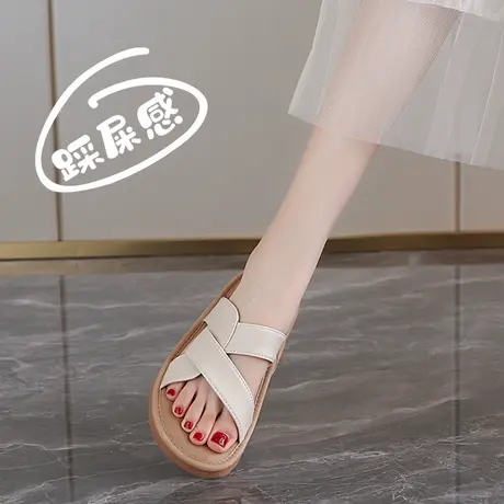 高级感休闲凉拖鞋女夏季外穿孕妇专用凉鞋2025新款舒适大牌一字拖商品大图