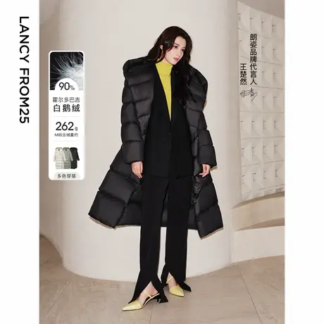 【王楚然同款】朗姿霍尔多巴吉白鹅绒中长款通勤羽绒服女士图片