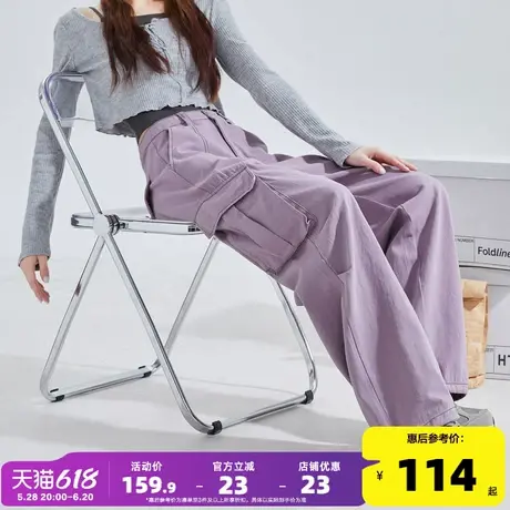 唐狮工装裤女2025秋季新款美式多袋两穿阔腿休闲裤设计感长裤kz商品大图