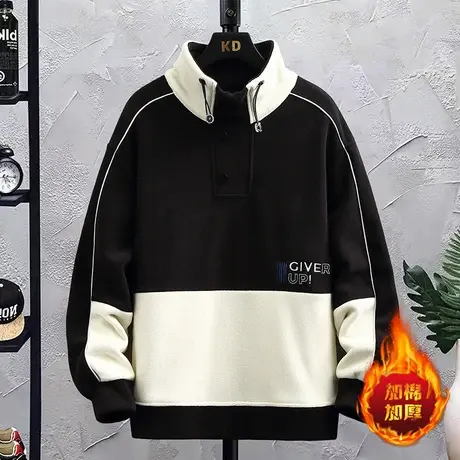 冬季加绒高领卫衣12岁男孩初高中学生13加厚打底衫15大童保暖上衣商品大图