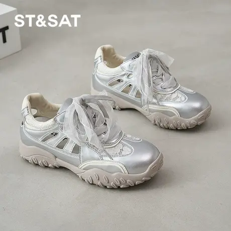 St&Sat/星期六内增高镂空芭蕾德训鞋女网面透气休闲运动阿甘凉鞋商品大图