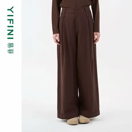 [专柜同款]Yifini/易菲2025秋季新款时尚休闲阔腿裤百搭直筒裤女商品大图