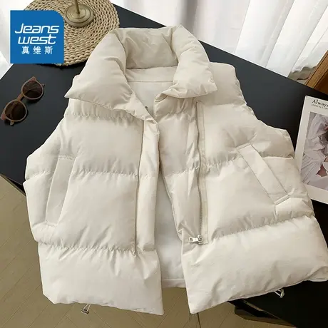 LY真维斯女宽松保暖立领棉服马甲2025冬新品设计感背心棉袄外套商品大图