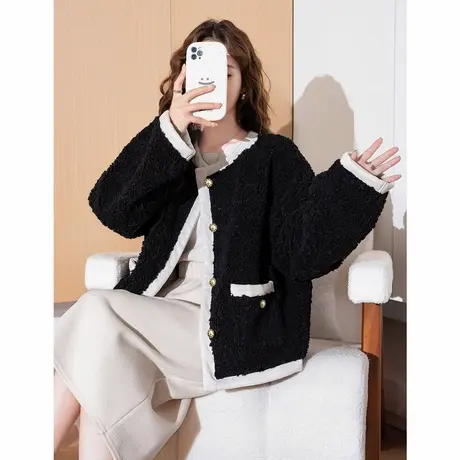 唐狮春季新款女外套富家千金风撞色百搭黑色时尚潮流爆款流行tu图片