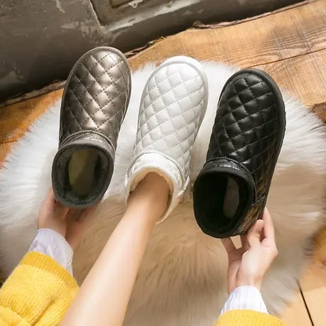 雪地靴女加绒东北短靴保暖雪地棉鞋2023面包鞋短筒可爱懒人一脚蹬图片