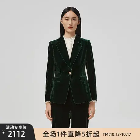 LANCY/朗姿丝绒西装女秋季新款通勤法式显瘦高级西服外套女图片