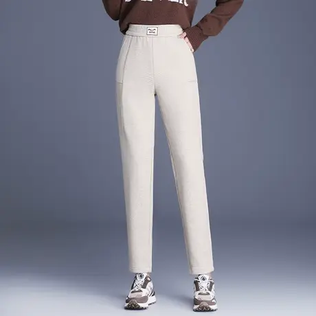 加绒哈伦小脚裤女2023秋冬新款加厚保暖直筒休闲裤显瘦遮胯萝卜裤商品大图