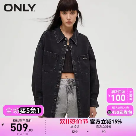 【买4免1】【上新】ONLY奥莱通勤风时尚百搭气质翻领牛仔外套女图片