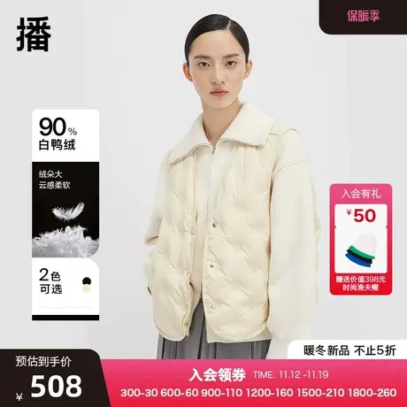 播趣味圆点压胶马甲2023秋冬新品V领宽松休闲背图片