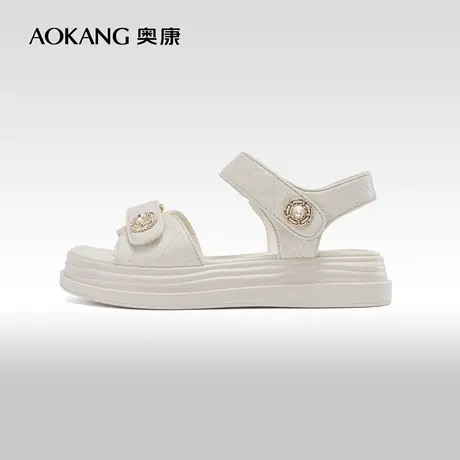奥康女鞋 夏季气质优雅时装运动沙滩凉鞋魔术贴小香风时尚舒适潮商品大图