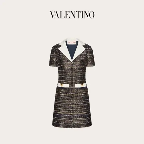 【季末优惠】华伦天奴VALENTINO女士粗花呢连衣裙商品大图