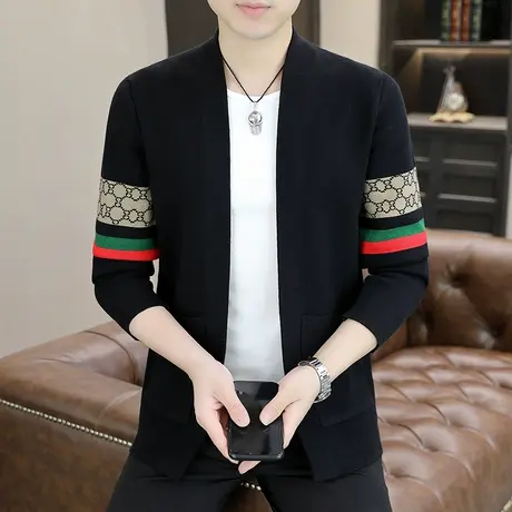 男士毛衣开衫春秋季2023年新款韩版潮流时尚翻领针织夹克外套线衫商品大图