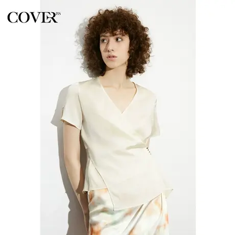 COVER夏季冰凉爽滑不对称褶皱衬衫商品大图