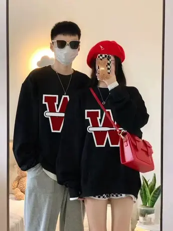 oversize卫衣女秋冬薄款2025新款美式潮牌ins情侣装宽松套头上衣图片