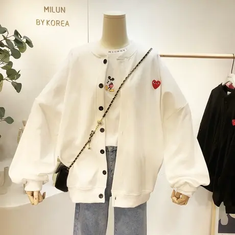 2023秋季新款开衫卫衣宽松外套韩国东大门ins潮休闲棒球服慵懒风商品大图