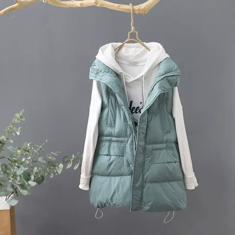 2023秋冬新款中长款立领坎肩女外穿背心羽绒棉马甲马夹外套面包服商品大图