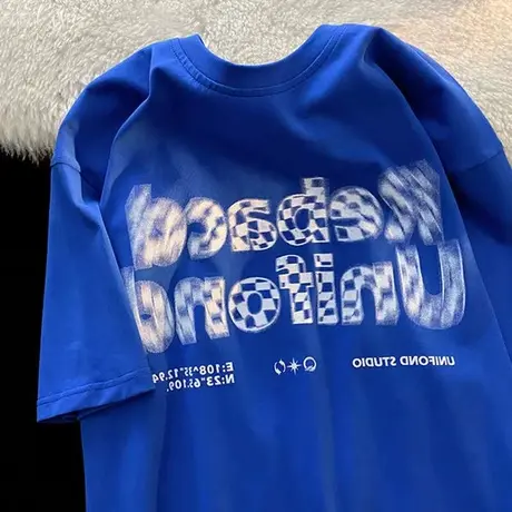 欧美复古短袖t恤女设计感小众宽松韩版原宿bf慵懒风ins超火上衣服商品大图