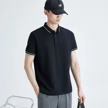 男士短袖polo衫商务细线翻领T恤上衣保罗休闲男士T恤2023新款潮流商品大图