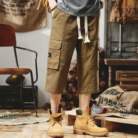 Modi Nick/摩帝尼克男裤子男士百搭潮流七分裤直筒休闲夏季工装裤商品大图