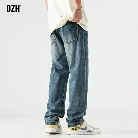 男士休闲牛仔裤男修身长裤潮牌欧美街头裤子春夏款男裤窄版直筒裤商品大图