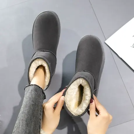 东北保暖雪地靴女2023年新款加绒加厚棉靴子冬季短筒面包棉鞋短靴图片