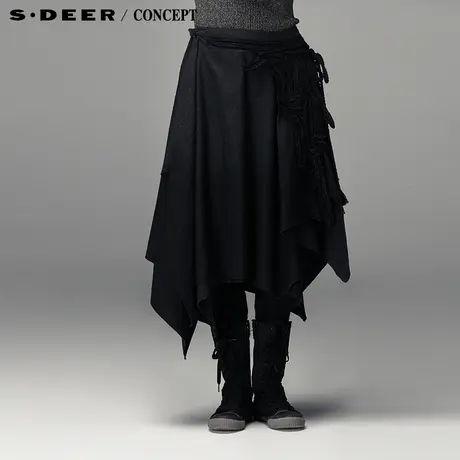 【新品】sdeer圣迪奥专柜正品女冬纯色时尚含羊毛女式长裙3481194图片