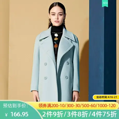 秋水伊人2020冬季新款女装时尚西装领纯色直筒毛呢大衣外套F1205图片