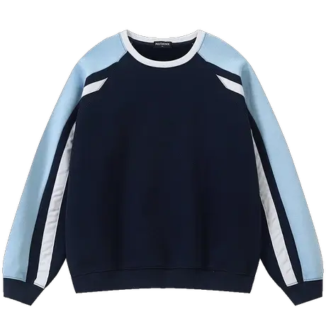 Nuthink美式潮牌拼色套头卫衣男潮流圆领加绒保暖冬季打底衫上衣商品大图