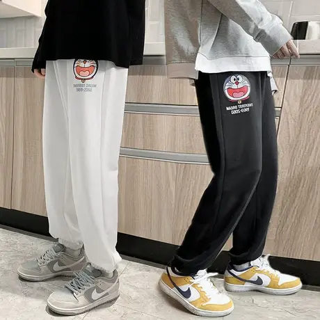裤子男秋冬季潮流卫裤多啦A梦卡通动漫宽松运动裤ins潮牌休闲长裤商品大图