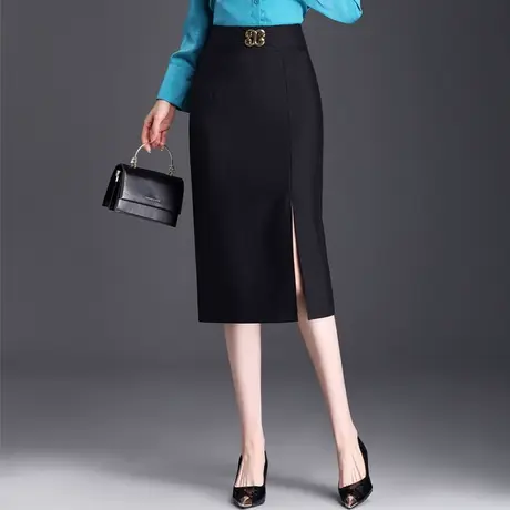时尚通勤包臀半身裙女2024春季新款高腰显瘦西装裙中长开叉一步裙商品大图