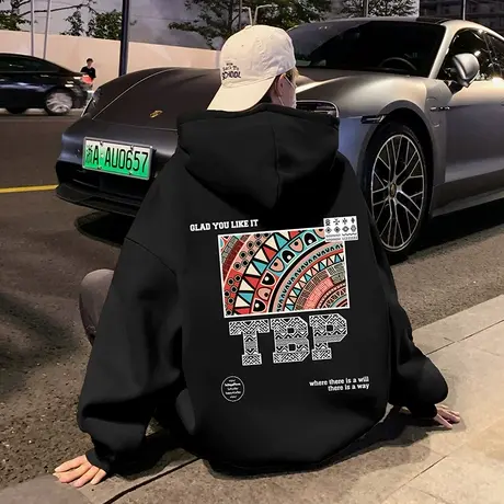 秋冬季卫衣男潮牌ins连帽套头加绒帽衫嘻哈古着vintage巴洛克外套商品大图