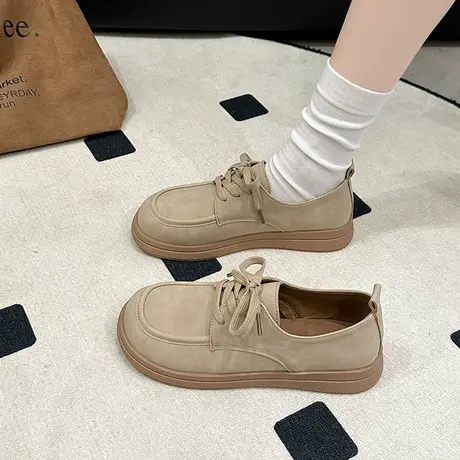 勃肯鞋女厚底2024春季新款系带平底单鞋女鞋百搭日系复古休闲鞋子商品大图