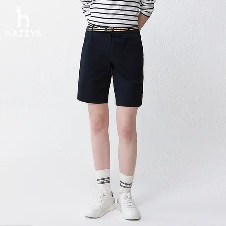 【百慕五分裤】Hazzys哈吉斯2024春夏季新品休闲直筒裤宽松短裤女商品大图