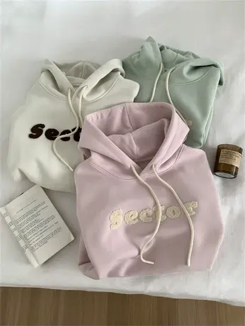 设计感毛巾绣连帽卫衣女宽松休闲减龄百搭华棉套头长袖上衣早春款图片