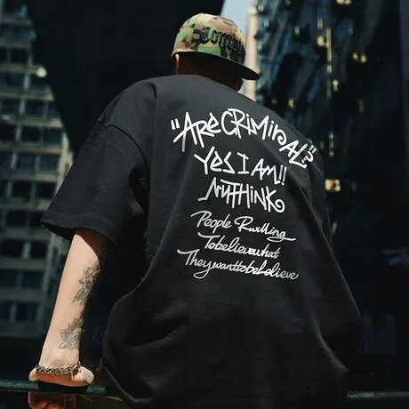 美式街头嘻哈西海岸重磅短袖字母t恤男潮牌宽松潮流夏季大码半袖图片