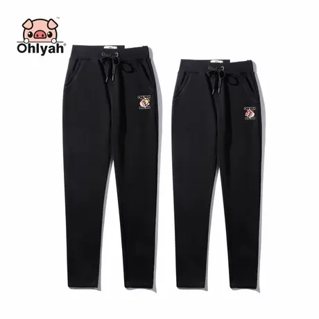 Ohlyah情侣装2023新款男女运动裤BF风松紧腰直筒长裤子显瘦休闲裤商品大图