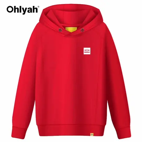 Ohlyah休闲纯棉宽松连帽衫卫衣情侣女装红色小猪年红色团体服定制商品大图