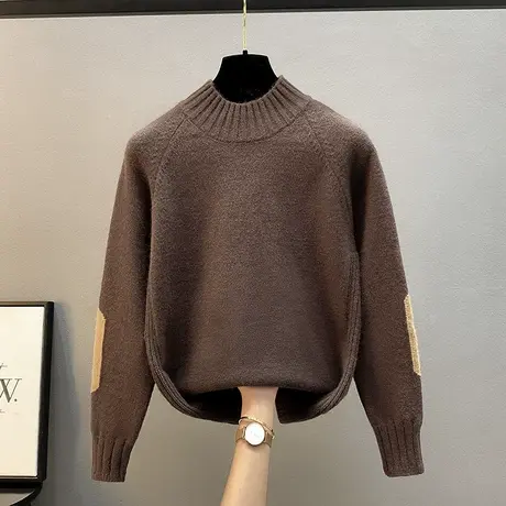 半高领毛衣女宽松外穿2023秋冬新款洋气内搭针织打底衫女套头上衣图片