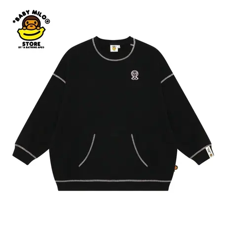 BABY MILO STORE秋冬卡通小猴兔子印花宽松版厚款圆领卫衣3020XXJ图片