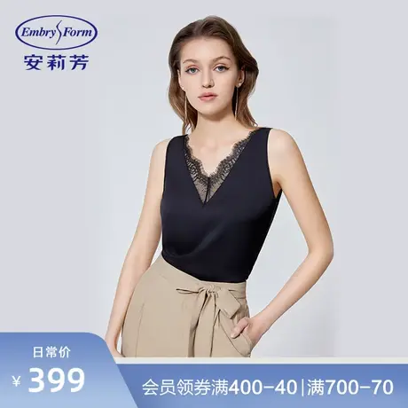 安莉芳薄款雪纺性感深V蕾丝打底背心女可外穿无袖家居上衣ED00297图片