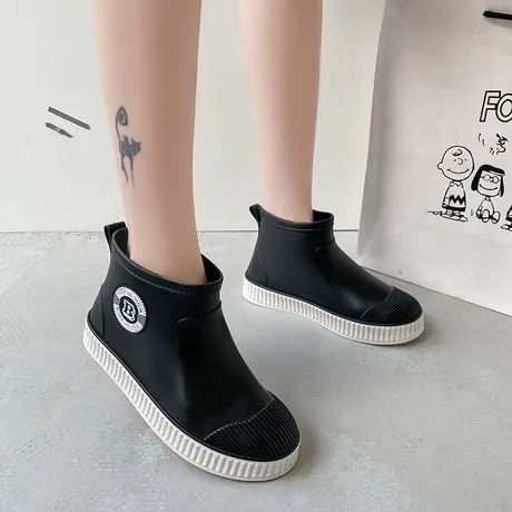 雨鞋女时尚款外穿成人女款加绒雨靴防滑防水鞋厨房胶鞋低帮工作鞋图片