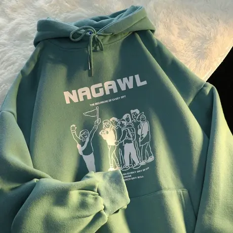 美式复古卫衣女秋冬潮ins韩版宽松bf慵懒风加绒加厚chic港风外套商品大图