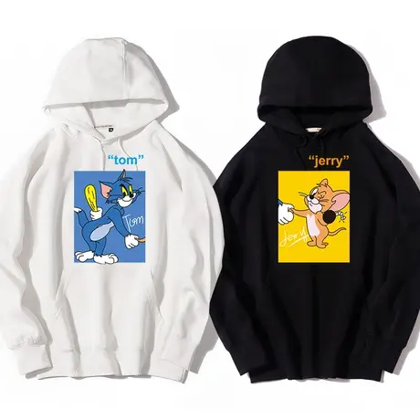 特别的情侣装猫和老鼠情侣卫衣男秋季薄款连帽上衣小众设计感学生图片