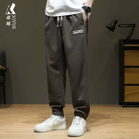 希越凹凸印设计感束脚卫裤男2024春季新款宽松大码休闲九分长裤子图片