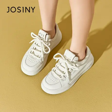 Josiny/卓诗尼圆头软底小白鞋2023夏秋新款时尚休闲透气运动鞋女商品大图