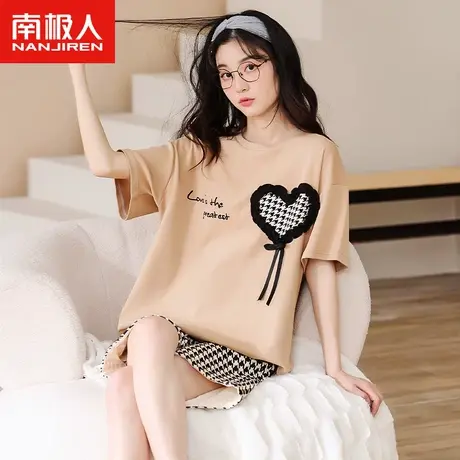 南极人睡衣女夏款纯棉短袖2023年新款甜美少女家居服夏季薄款套装图片