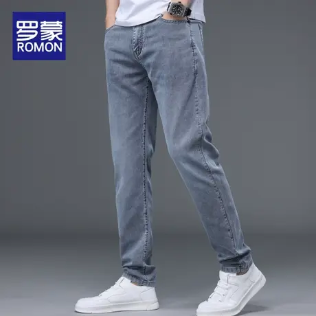 罗蒙夏季男士牛仔裤男修身小脚裤子2023新款潮牌百搭薄款休闲长裤商品大图